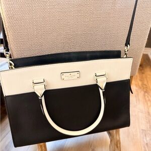 Kate Spade Black and Creamy White Women's Bag/Satchel